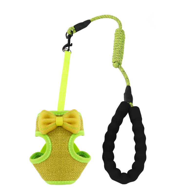 KFX-9224125 Stylish Bowknot Vest Harness and Leash Set for Cats and Dogs