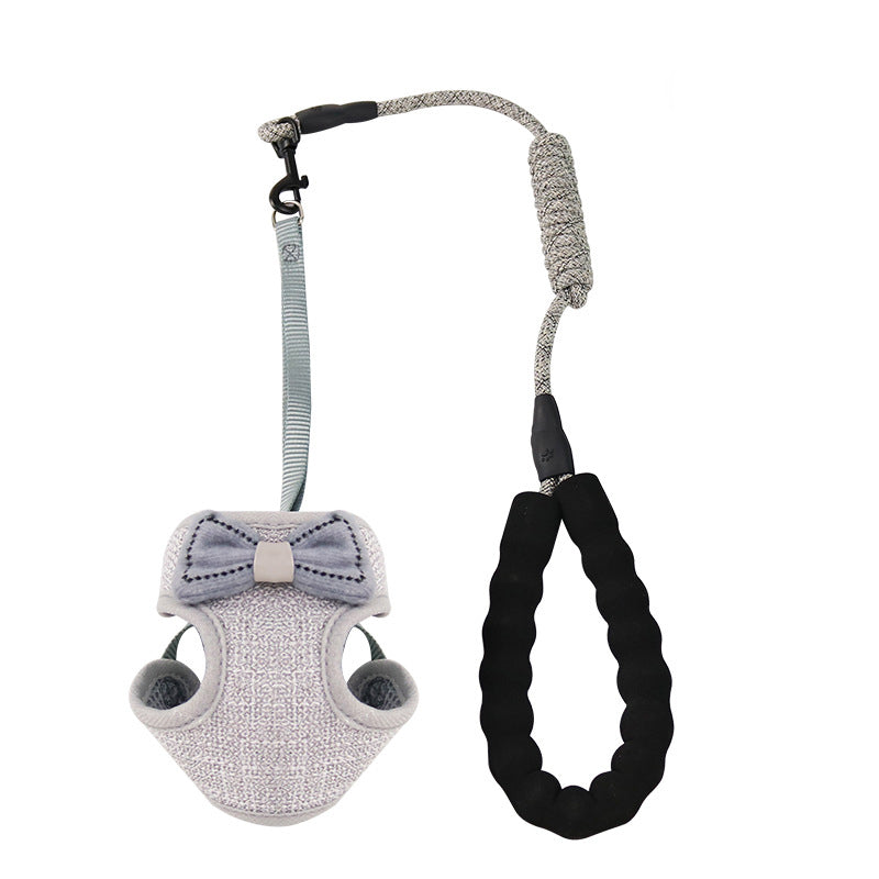 KFX-9224125 Stylish Bowknot Vest Harness and Leash Set for Cats and Dogs
