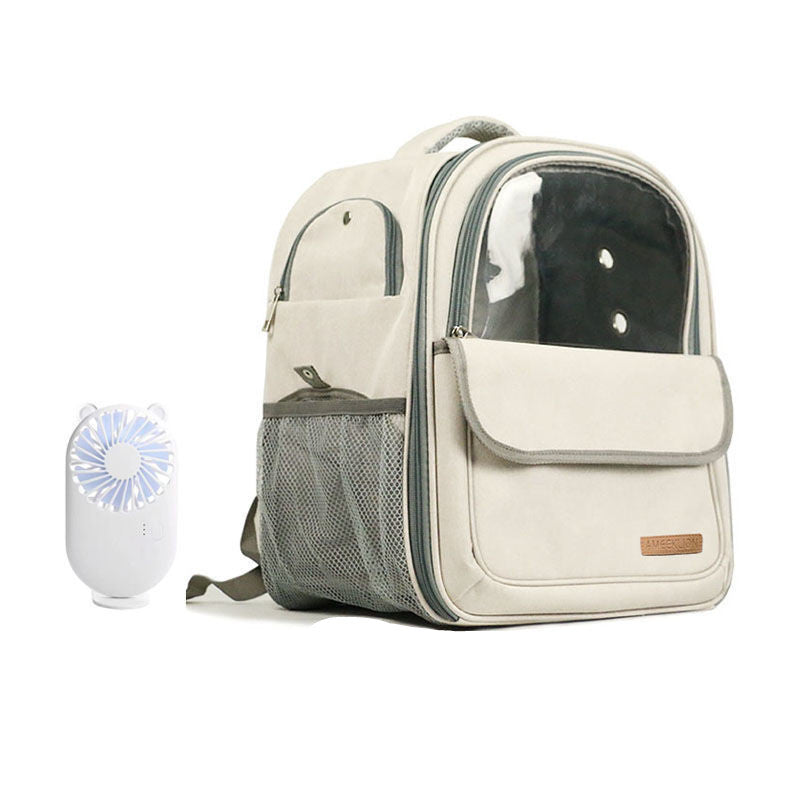 KFX-9226557 Breathable Transparent Cat and Dog Backpack with Cooling Mat and Accessories Options