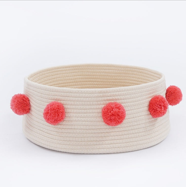 KFX-9230141 Eco-Friendly Cotton Thread Cat Bed and House, Soft and Comfortable, 40 cm Diameter, for Cats and Small Dogs