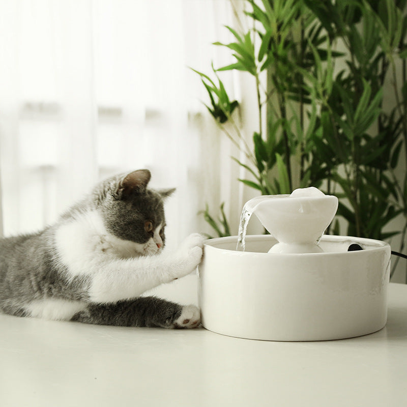 KFX-9230269 Ceramic Automatic Circulating Water Bowl Fountain for Cats - 920ML Capacity