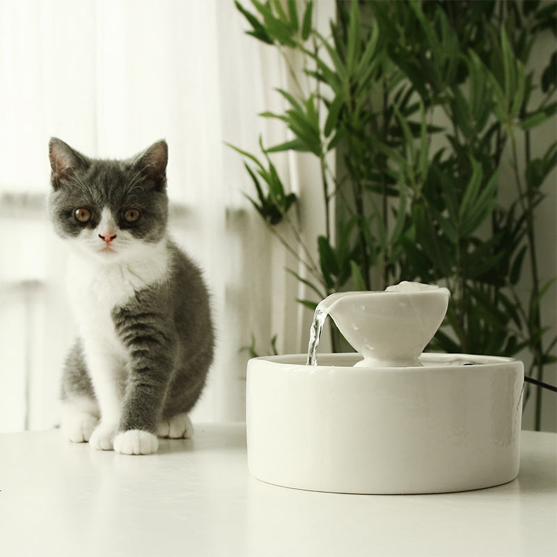 KFX-9230269 Ceramic Automatic Circulating Water Bowl Fountain for Cats - 920ML Capacity