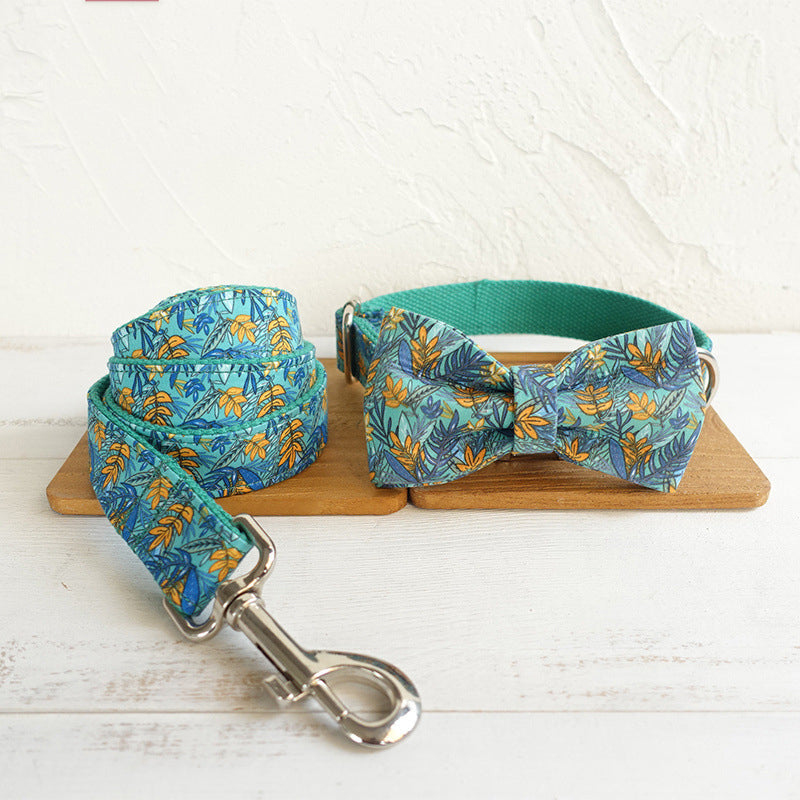 KFX-9232061 MUTTCO Adjustable Dog Collar and Rope Leash Set, Polyester Material, Various Sizes Available