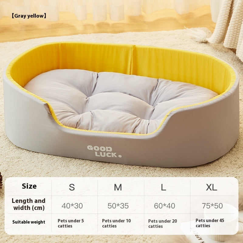 KFX-9234109 Universal Washable Windproof Nest for Pets - Four Seasons Design in Grayish Yellow, Brown, and Green