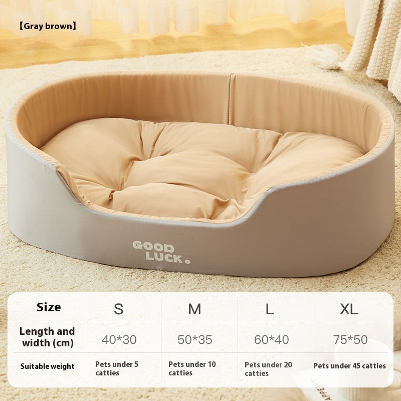 KFX-9234109 Universal Washable Windproof Nest for Pets - Four Seasons Design in Grayish Yellow, Brown, and Green