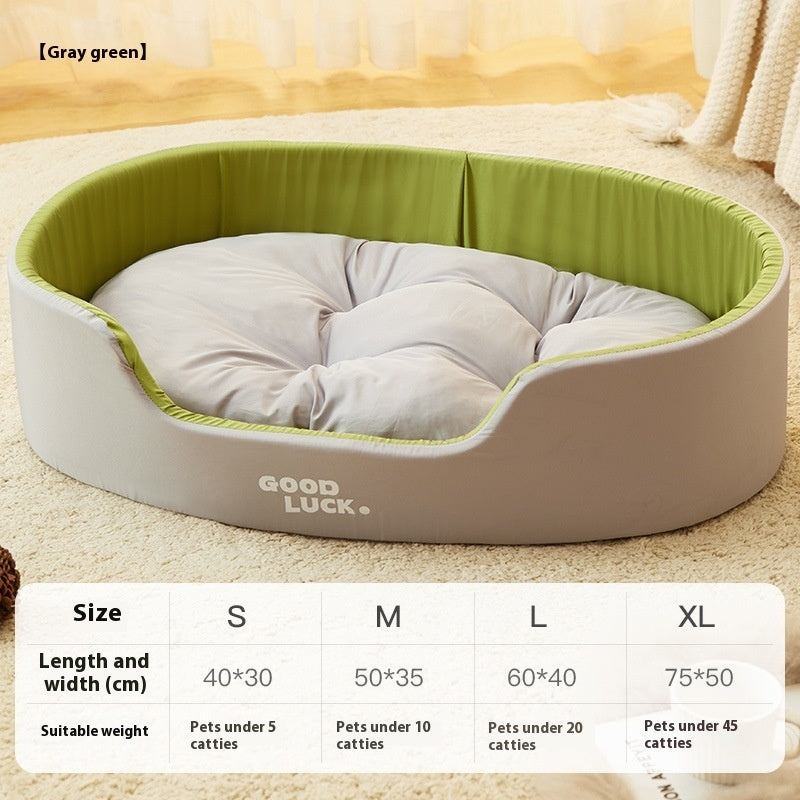 KFX-9234109 Universal Washable Windproof Nest for Pets - Four Seasons Design in Grayish Yellow, Brown, and Green