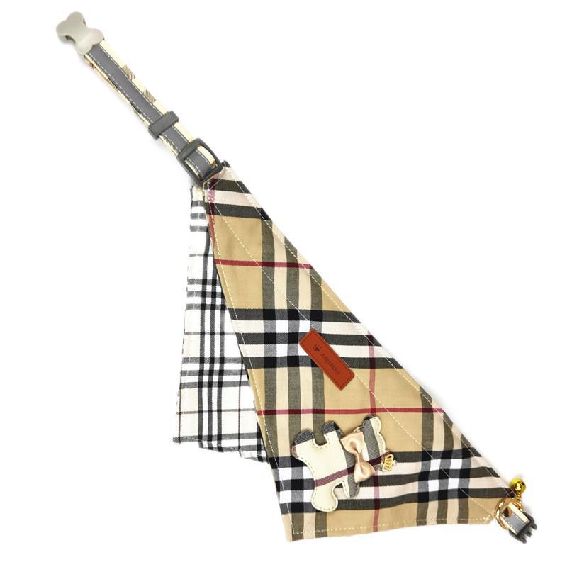 KFX-9234237 Plaid Cotton Triangle Pet Saliva Towel for All Seasons - Sizes S to XXL
