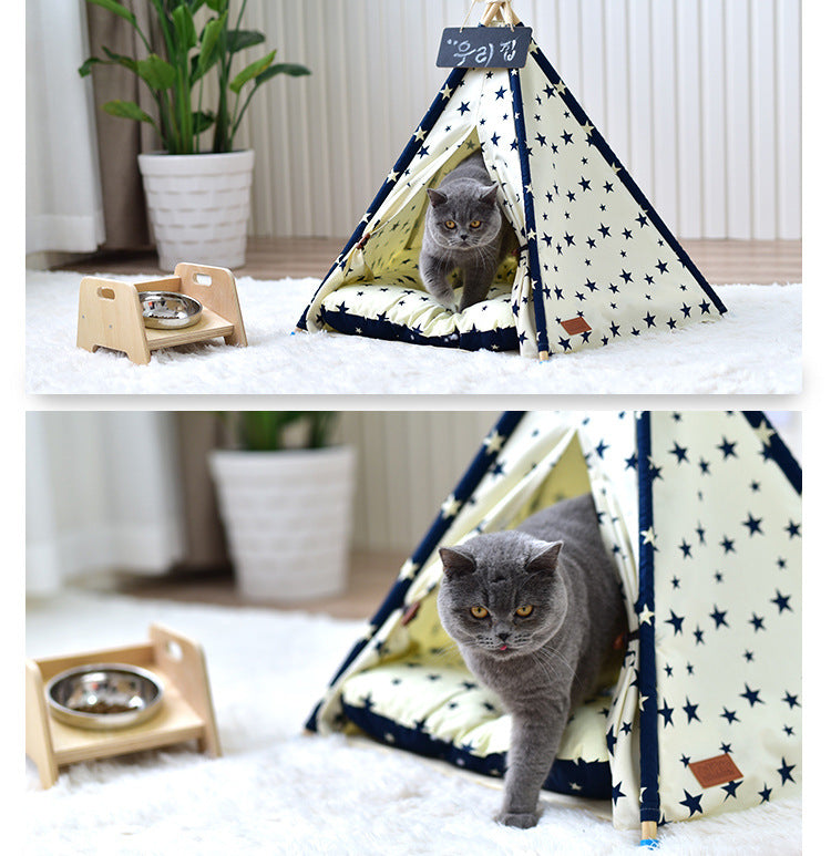 KFX-9234877 Portable Washable Pet Tent - Dog Bed & Cat House with Unique Native American Design