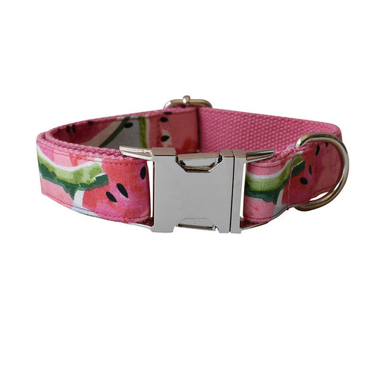 KFX-9235645 Flower Pattern Dog Collar and Leash Set - Adjustable Nylon, Lightweight and Washable