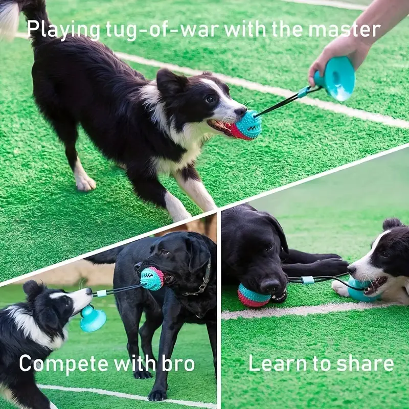 KFX-9237309 Interactive Teething Tug-of-War Dog Toy with Suction Cup - Durable TPR Chew Toy for Aggressive Chewers