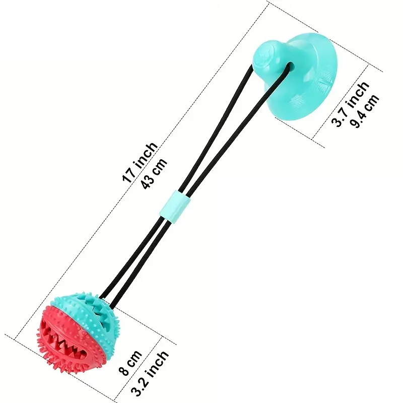 KFX-9237309 Interactive Teething Tug-of-War Dog Toy with Suction Cup - Durable TPR Chew Toy for Aggressive Chewers
