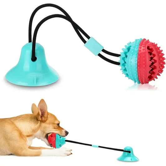 KFX-9237309 Interactive Teething Tug-of-War Dog Toy with Suction Cup - Durable TPR Chew Toy for Aggressive Chewers