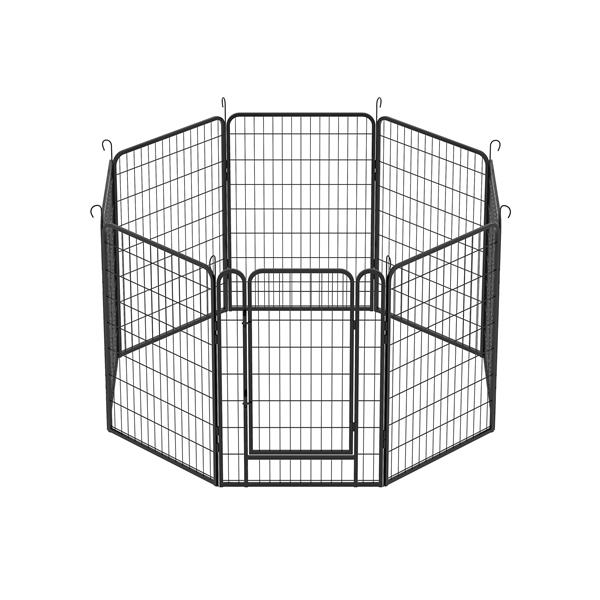 KFX-9237437 Heavy-Duty Metal Pet Wire Fence with Rust-Resistant Coating and Automatic Locking Mechanism, Ideal for Indoor and Outdoor Use