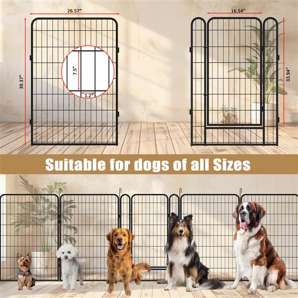 KFX-9237437 Heavy-Duty Metal Pet Wire Fence with Rust-Resistant Coating and Automatic Locking Mechanism, Ideal for Indoor and Outdoor Use