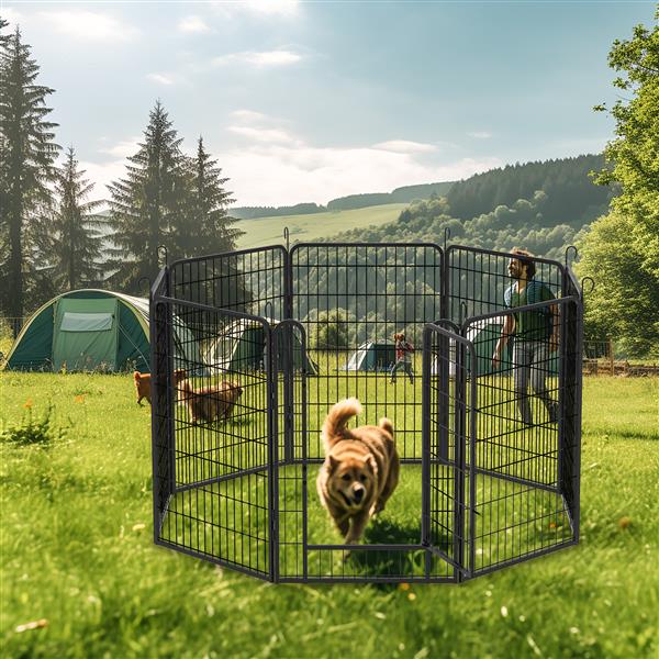 KFX-9237437 Heavy-Duty Metal Pet Wire Fence with Rust-Resistant Coating and Automatic Locking Mechanism, Ideal for Indoor and Outdoor Use