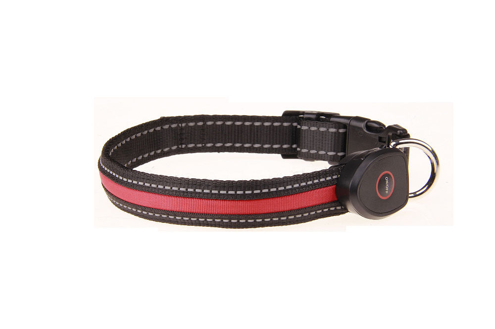 KFX-9237821 Luminous USB Charging Dog Collar - Adjustable Nylon Pet Accessory in Multiple Sizes