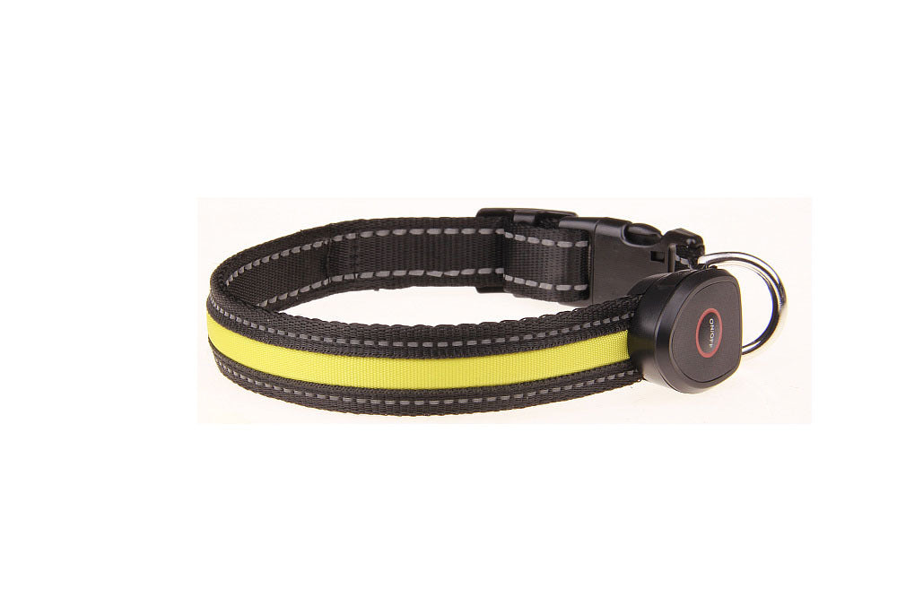 KFX-9237821 Luminous USB Charging Dog Collar - Adjustable Nylon Pet Accessory in Multiple Sizes
