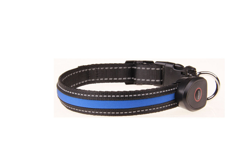 KFX-9237821 Luminous USB Charging Dog Collar - Adjustable Nylon Pet Accessory in Multiple Sizes