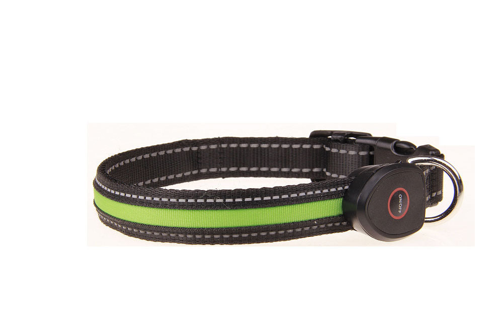 KFX-9237821 Luminous USB Charging Dog Collar - Adjustable Nylon Pet Accessory in Multiple Sizes