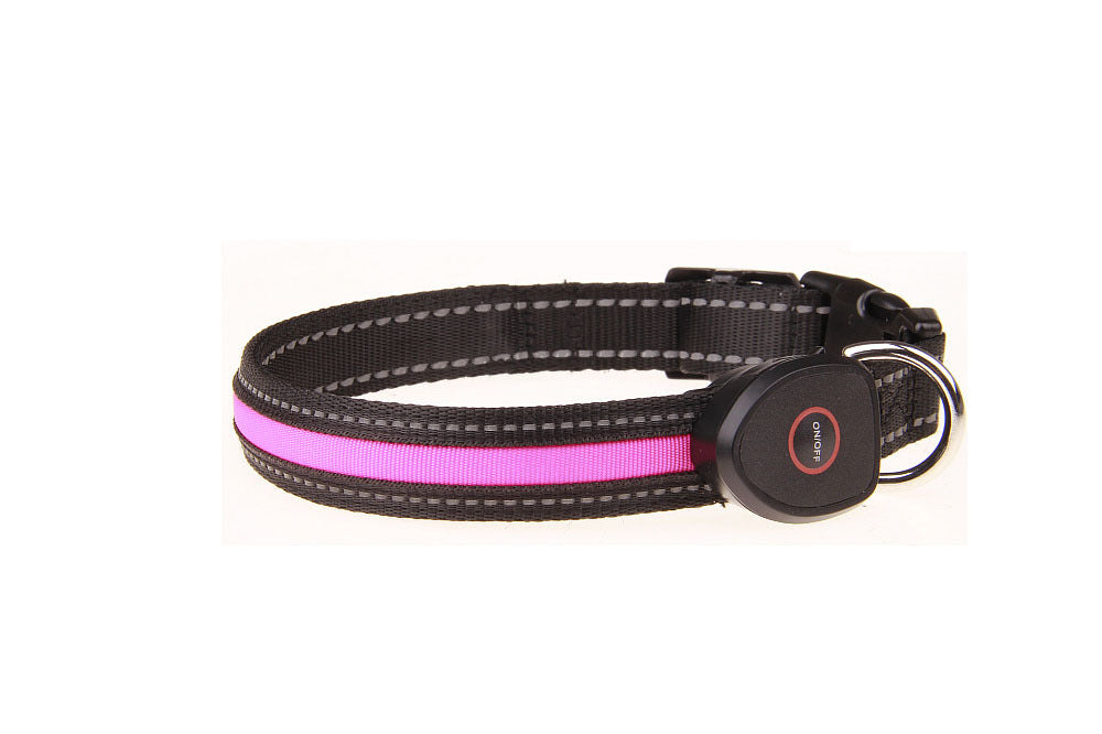 KFX-9237821 Luminous USB Charging Dog Collar - Adjustable Nylon Pet Accessory in Multiple Sizes