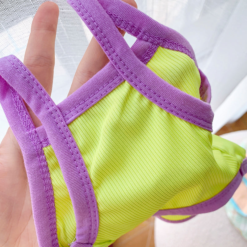 KFX-9238205 Summer Stretch Camisole for Dogs and Cats - Cotton Pet Clothing in Powder Blue and Purple Yellow