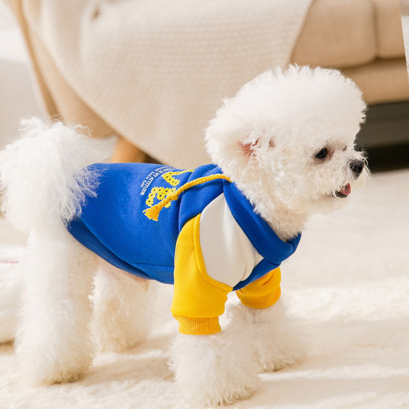 KFX-9240893 Trendy Hooded Pet Sweater for Autumn and Winter – Milk Silk Material, Available in Blue and Black