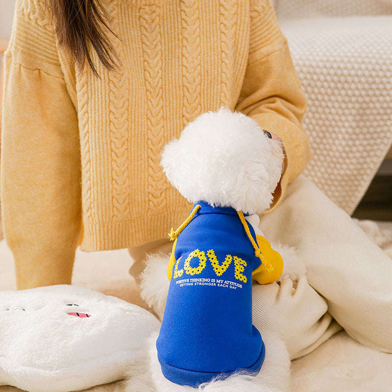 KFX-9240893 Trendy Hooded Pet Sweater for Autumn and Winter – Milk Silk Material, Available in Blue and Black