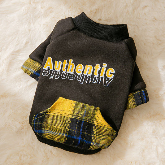 KFX-9240893 Trendy Hooded Pet Sweater for Autumn and Winter – Milk Silk Material, Available in Blue and Black