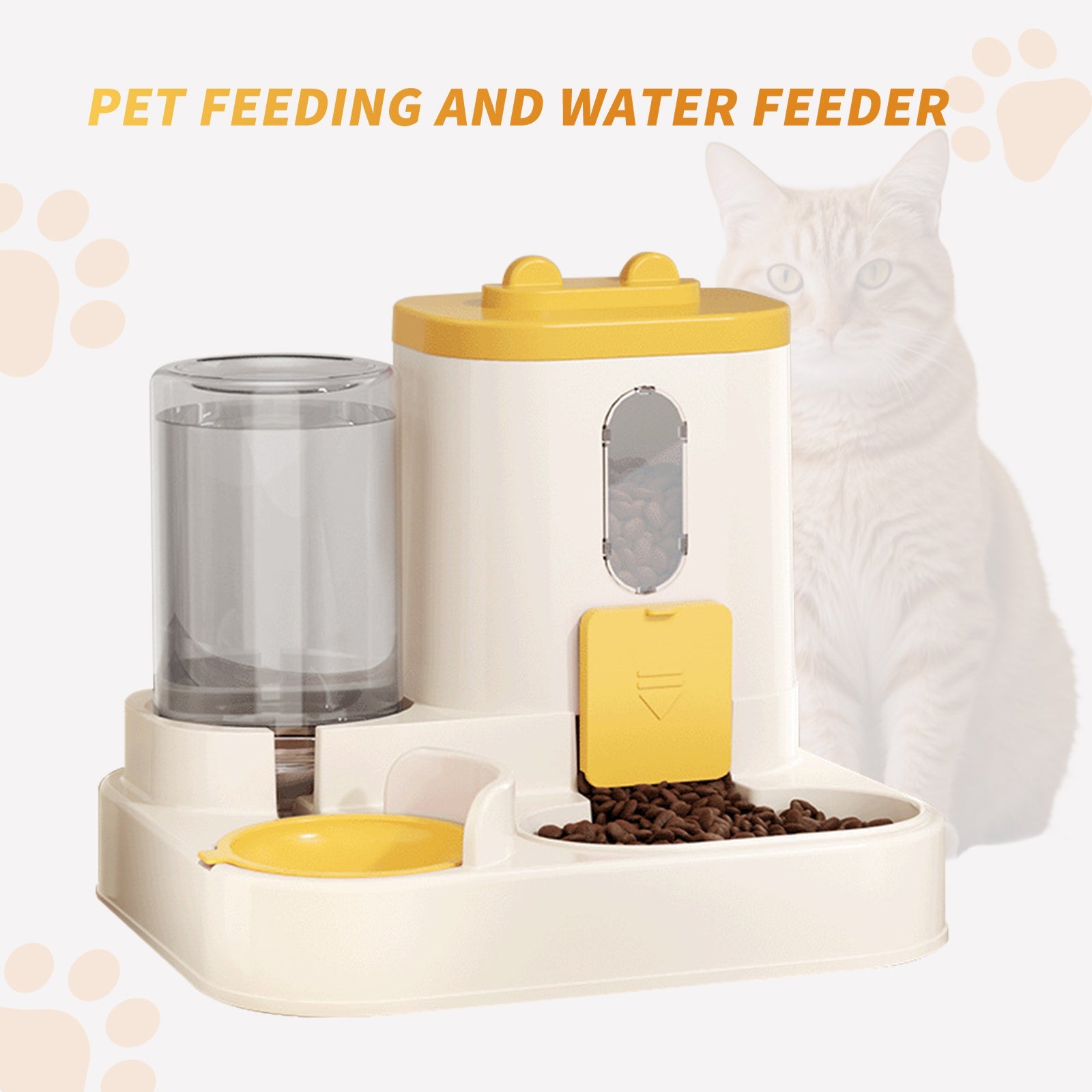 KFX-9241661 Automatic 2-in-1 Cat Food and Water Dispenser for Convenient Feeding