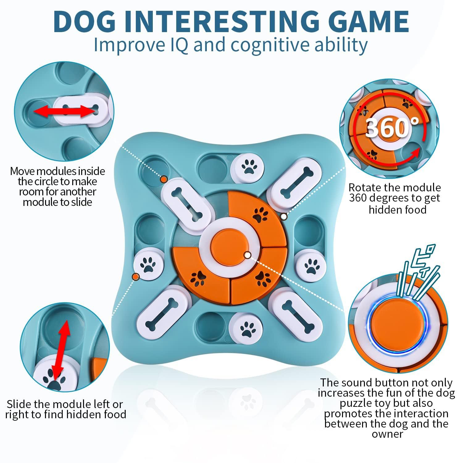 KFX-9243197 Light Blue Educational Pet Toy with Vocalization for Dogs