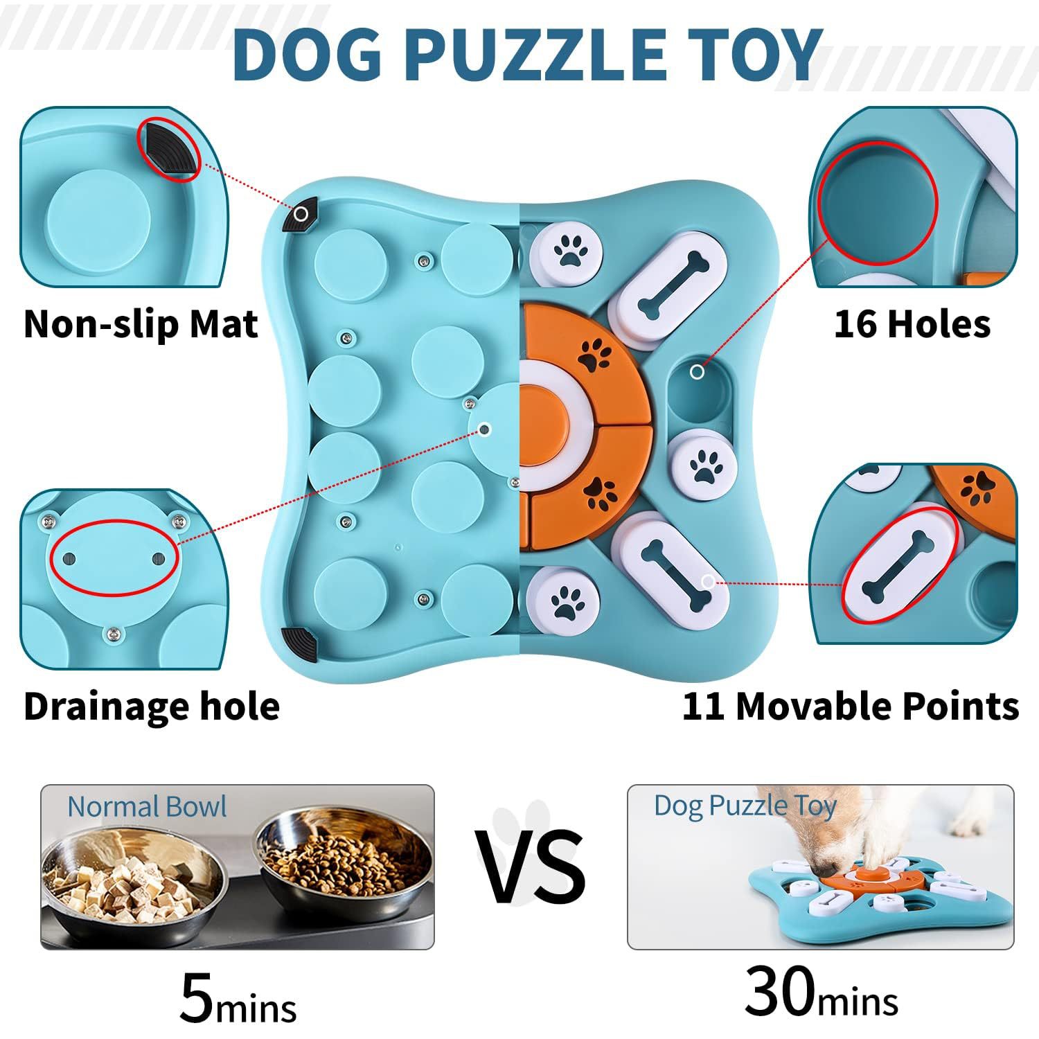 KFX-9243197 Light Blue Educational Pet Toy with Vocalization for Dogs