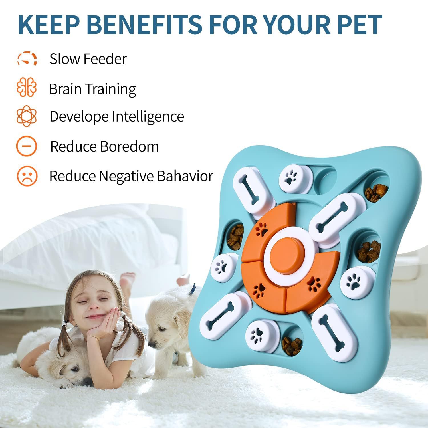 KFX-9243197 Light Blue Educational Pet Toy with Vocalization for Dogs