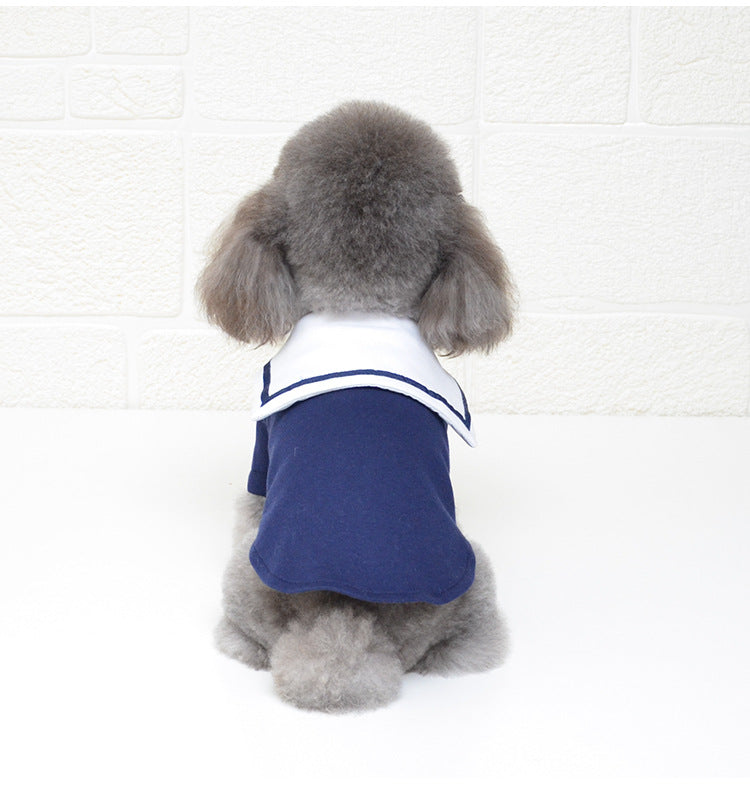 KFX-9243965 Sailor Style Cotton Outfit for Pets – Casual Two-Legged Clothing in Various Sizes