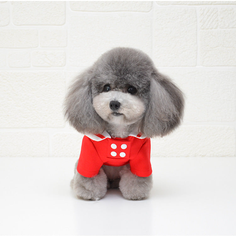 KFX-9243965 Sailor Style Cotton Outfit for Pets – Casual Two-Legged Clothing in Various Sizes