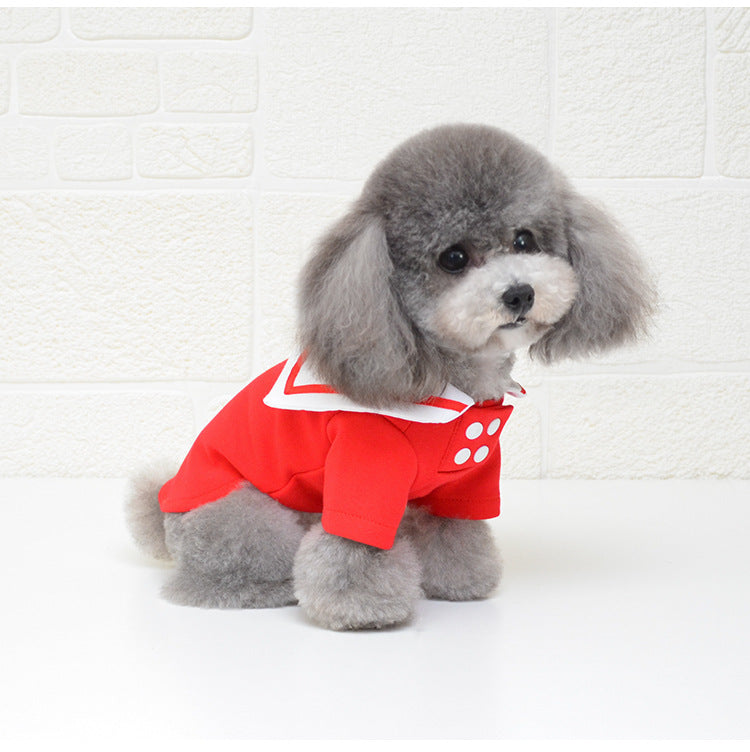 KFX-9243965 Sailor Style Cotton Outfit for Pets – Casual Two-Legged Clothing in Various Sizes