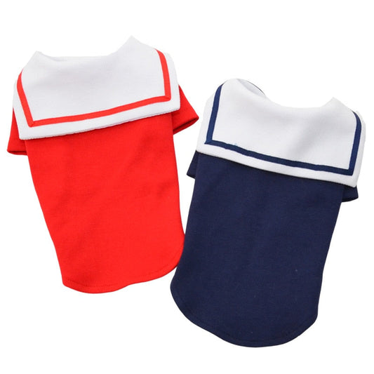 KFX-9243965 Sailor Style Cotton Outfit for Pets – Casual Two-Legged Clothing in Various Sizes