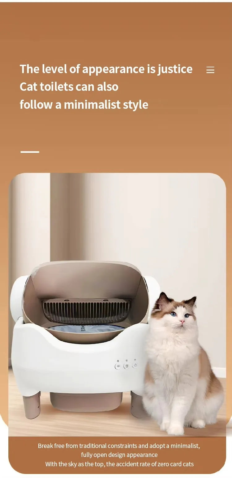 KFX-924499 Eco-Friendly Fully Automatic Smart Cat Litter Box with Electric Poop Scooper - 65L Space, Quadrate Design