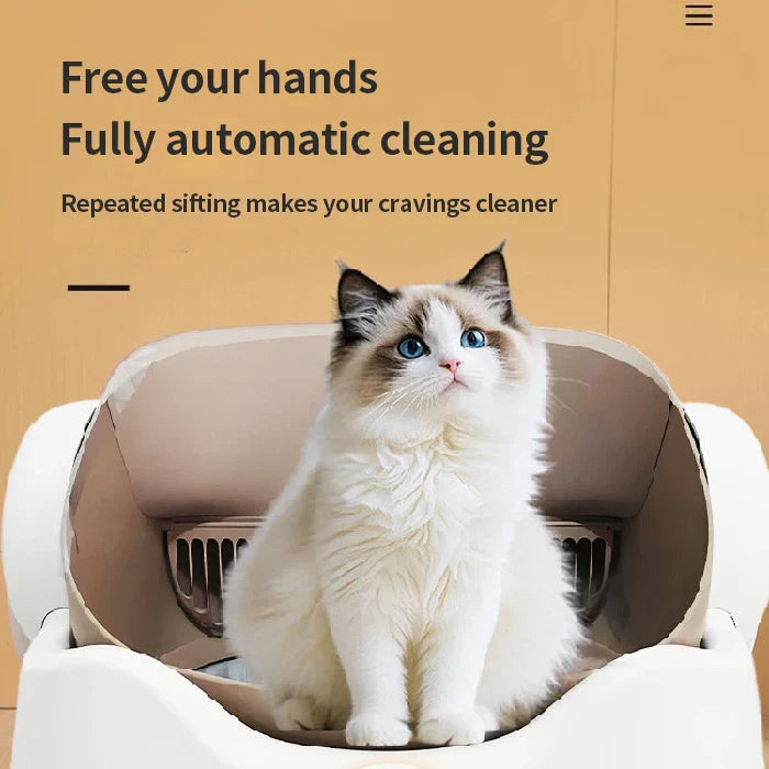 KFX-924499 Eco-Friendly Fully Automatic Smart Cat Litter Box with Electric Poop Scooper - 65L Space, Quadrate Design
