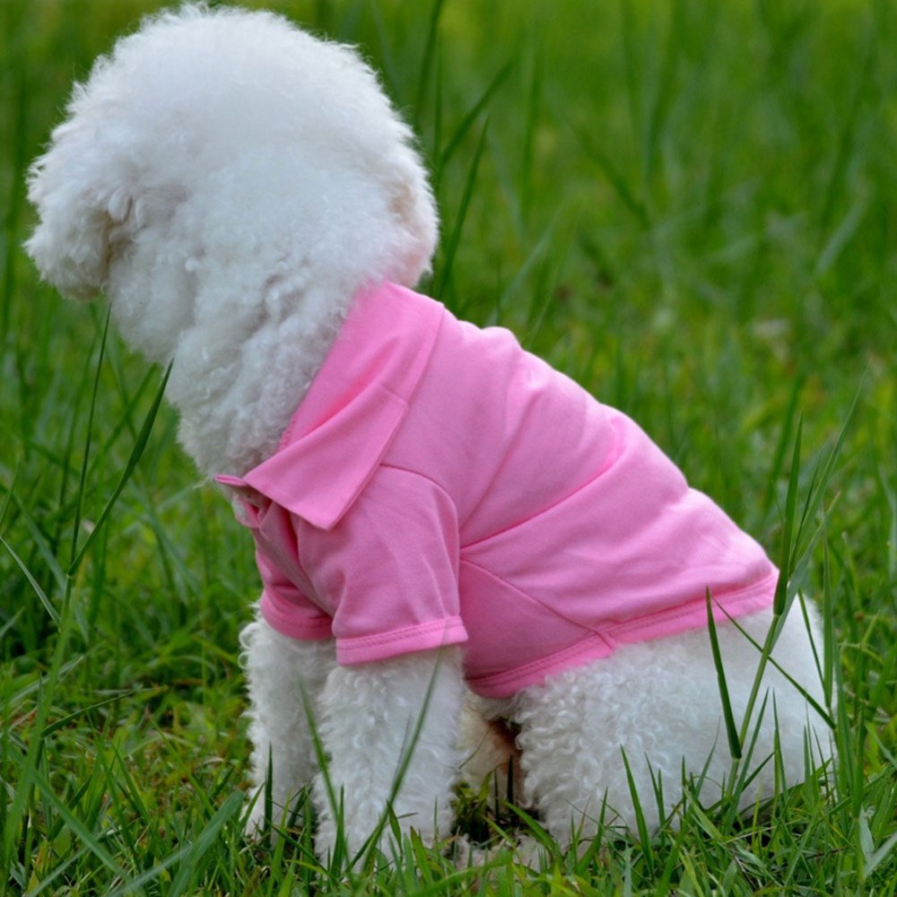 KFX-9245757 Solid Color Dog Polo Shirt with Lapel - Cozy Cotton T-Shirt for Pets
