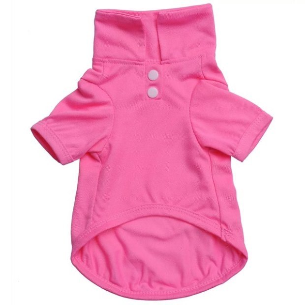 KFX-9245757 Solid Color Dog Polo Shirt with Lapel - Cozy Cotton T-Shirt for Pets