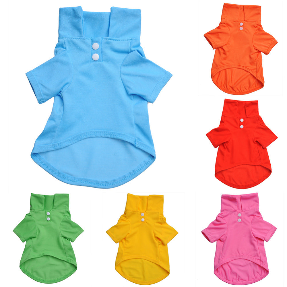 KFX-9245757 Solid Color Dog Polo Shirt with Lapel - Cozy Cotton T-Shirt for Pets