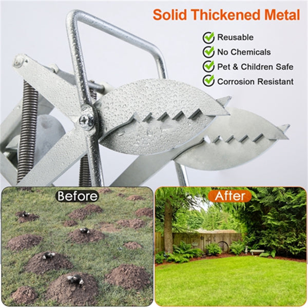 KFX-9247037 Effective 2-Pack Metal Mole Traps with Sensitive Trigger for Safe Garden Protection
