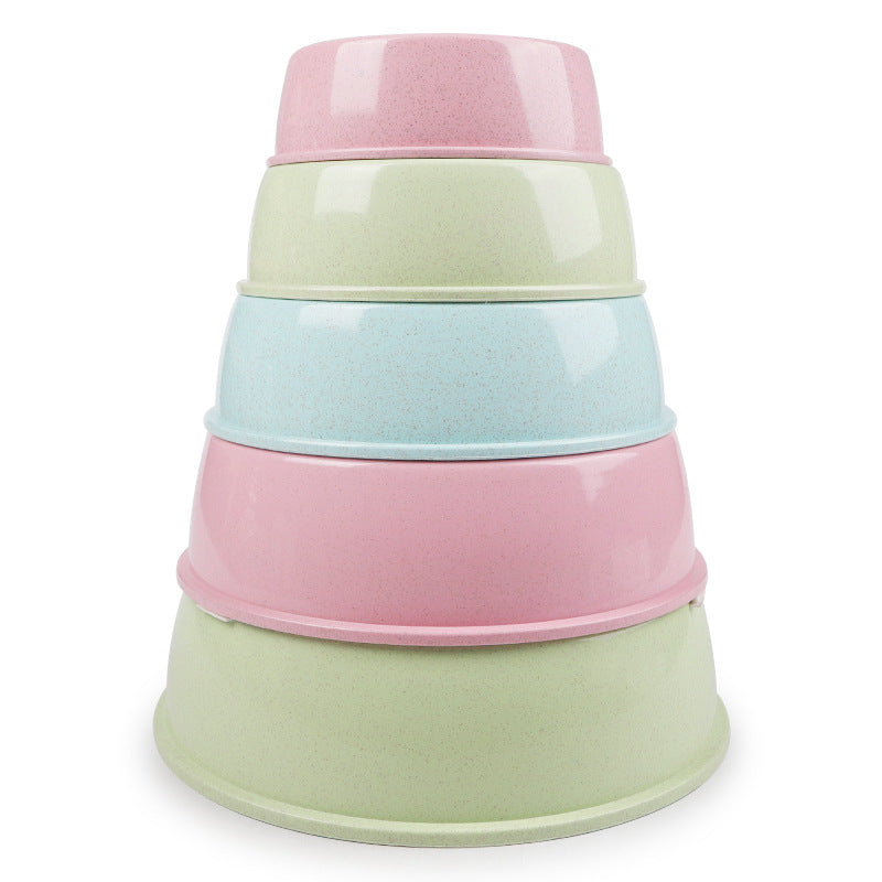 KFX-9247549 Nordic Style Simple Round Plastic Dog Bowl in Pink, Blue, and Green