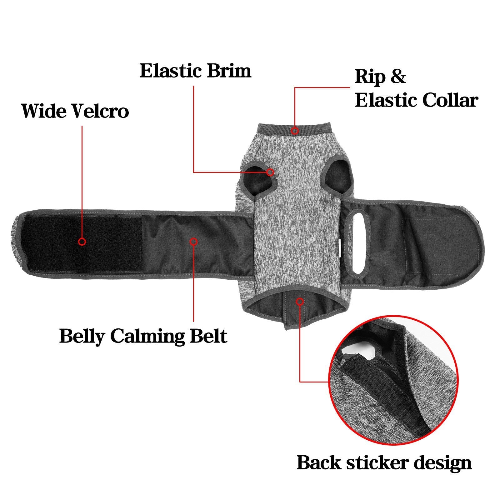 KFX-9247933 Double Layer Dark Gray Pet Sterilization Suit for Cats - Spring Collection