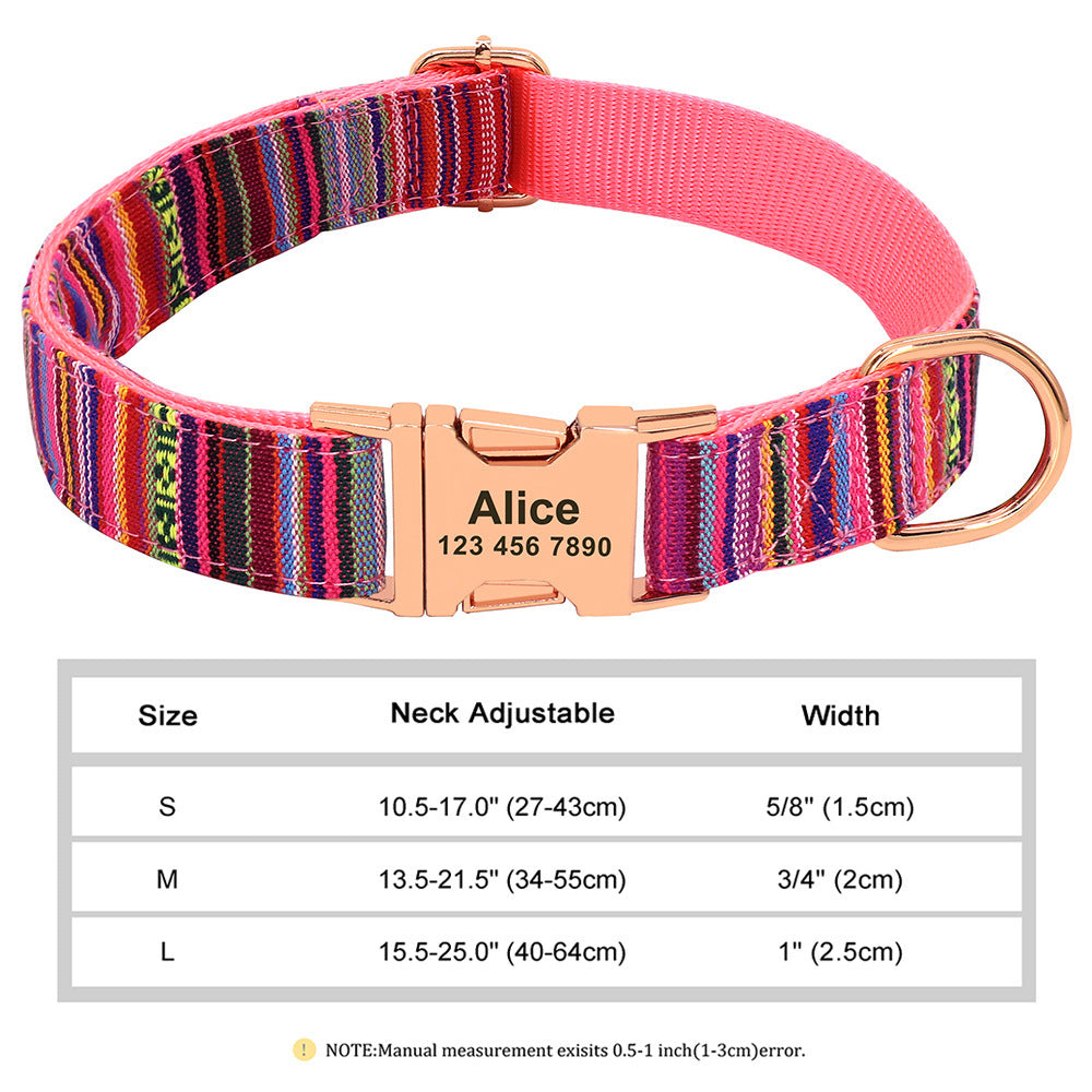 KFX-9249341 Personalized Nylon Pet Collar in Various Colors and Sizes S, M, L