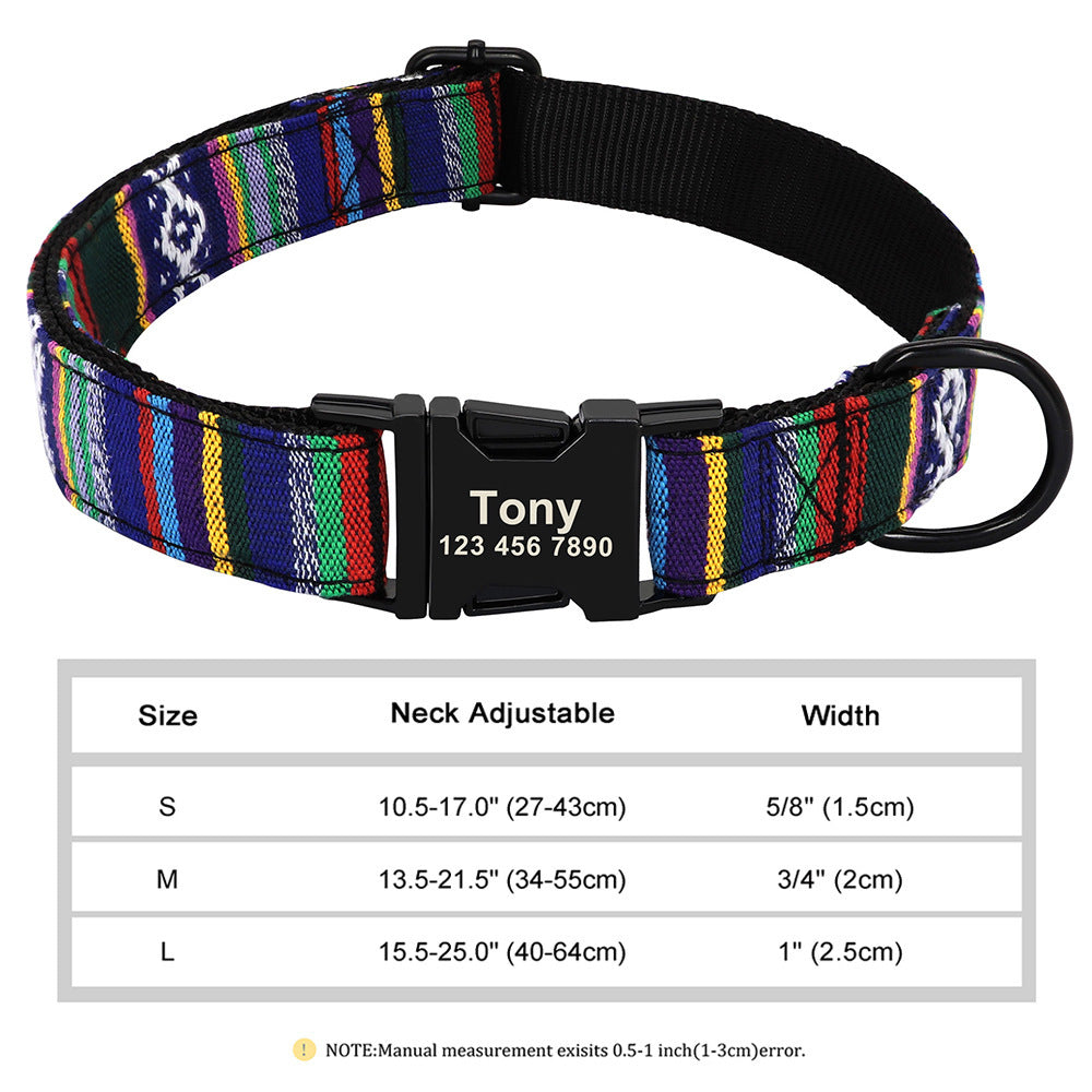 KFX-9249341 Personalized Nylon Pet Collar in Various Colors and Sizes S, M, L