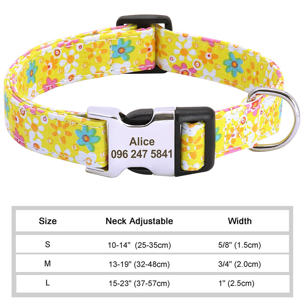 KFX-9249341 Personalized Nylon Pet Collar in Various Colors and Sizes S, M, L