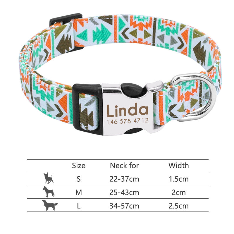 KFX-9249341 Personalized Nylon Pet Collar in Various Colors and Sizes S, M, L