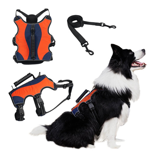 KFX-9250621 Tactical Dog Vest with Reflective Strap and Hand Holding Rope - Durable Polyester for Big Dogs
