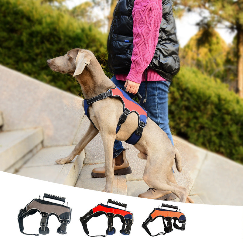 KFX-9250621 Tactical Dog Vest with Reflective Strap and Hand Holding Rope - Durable Polyester for Big Dogs